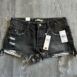 C&C California Black Distressed Denim Jean Shorts